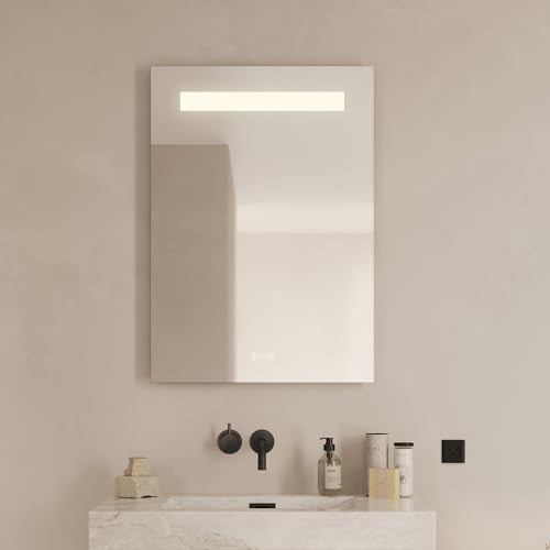 Loevschall Venice LED-Badezimmerspiegel mit Beleuchtung, 60x85 cm, MultiWhite-Technologie, Smart Spiegel mit Touch und Schwebeeffekt, verstellbare Farbtemperatur 2200K-6500K, IP44-zertifiziert