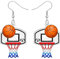 RAIDIN Süße Acryl Sport Bälle baumeln Haken Ohrringe Schmuck für Damen Mädchen Tischtennisball Fussball Ohrringe Geschenke für Sportliebhaber (Basketballkorb Ohrringe)
