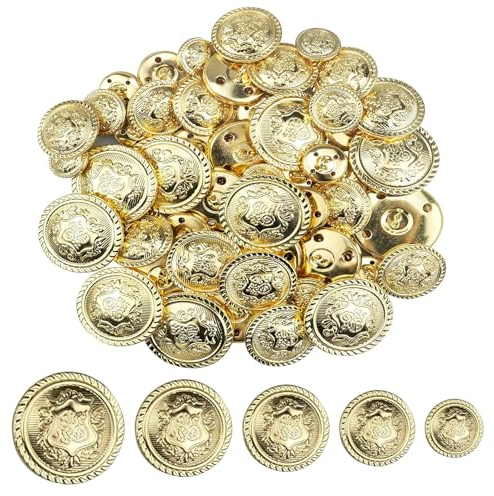 Zfseyuh 50 Stück Goldene Knöpfe zum Annähen,Goldene Knöpfe Blazer für Jacke Mantel Blazer Uniformmantel 15mm 18mm 23mm 25mm 30mm