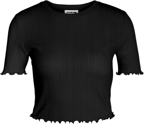 NOISY MAY NMJudy S/S Babylock Detail JRS FWD NOOS Frauen T-Shirt schwarz