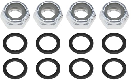 YINETTECH 8-teiliges M8-Skateboard-Kontermuttern-Set Robuste Skateboard-LKW-Achsscheiben Geschwindigkeitsringe Zubehör für Skateboard Silber