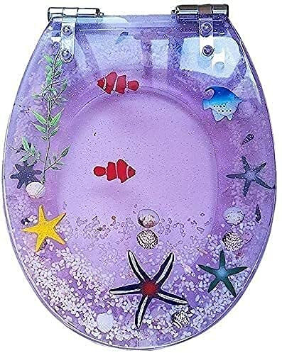 Toilettensitz, Kunstharz-Toilettensitz, dicht bleibender Toilettendeckel, universeller Toilettendeckel mit leicht zu reinigenden und zu wechselnden Scharnieren (lila) (lila)