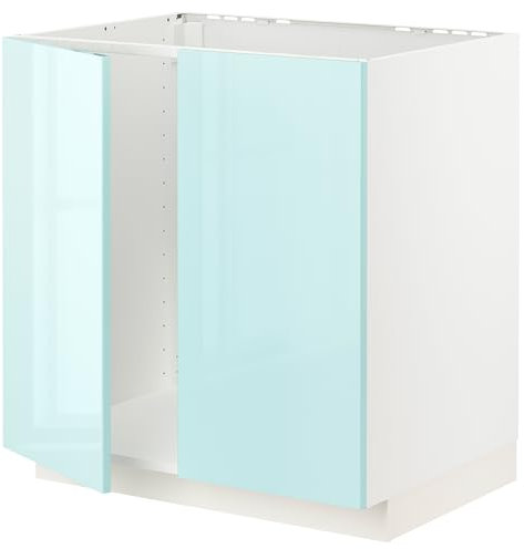 ProTuning METOD - Mueble bajo para lavabo + 2 puertas, 80 x 60 x 80 cm, color blanco Järsta/turquesa claro brillante