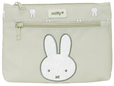 safta Miffy Niebla Federmäppchen, groß, mit doppeltem Reißverschluss, für Kinder, bequem und vielseitig, einfache Reinigung, 23 x 3 x 16 cm, Steingrau, Steingrau, Estándar, Lässig