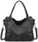 VINBAGGE Damen Handtasche Scrub PU Henkeltasche Top Griff Tasche Vintage Weiches Umhängetasche Schultertasche für Frauen - Schwarz