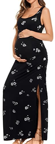 Smallshow Women's Long Maternity Dress Split Sleeveless Pregnancy Clothes,SVP121,S