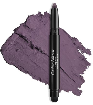 Farbspiegel Langzeit-Creme-Lidschatten-Stift (67 Mattes Amethyst) – verwischsicherer, wasserfester Lidschatten mit seidiger Glitzerformel inklusive Make-up-Pinsel, dunkelviolett
