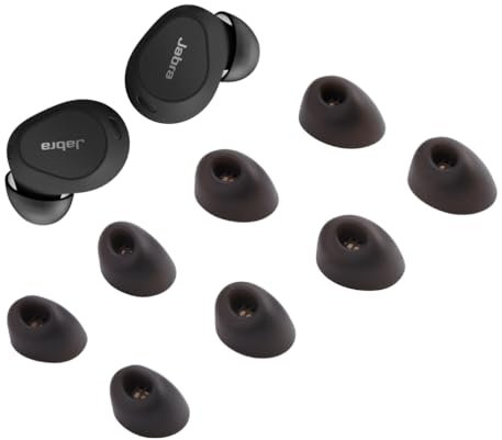 Zotech Replacement Ear Tips for Jabra Elite 10 True Wireless Earbuds, 4 Pairs (XS/S/M/L) (Black)