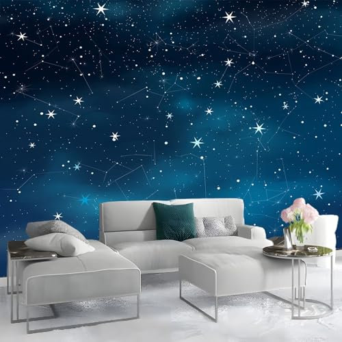 Panoramic picturesStarry Wallpaper Night Sky Constellation Blue 250 x 175 cm Feature Stripe Modern Geometric Patternedfor Living Room Bedroom Kitchen