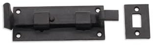 Infinity Decor Cranked 4” 100mm Wrought Iron Fish Tail Bolt Door Latch - Heavy Duty Blacksmith Security Privacy Lock - for Doors and Windows