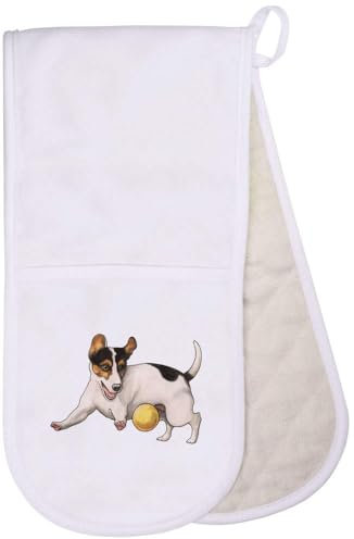 'Playing Jack Russell' Double Oven Glove/Mitt (OG00030450)