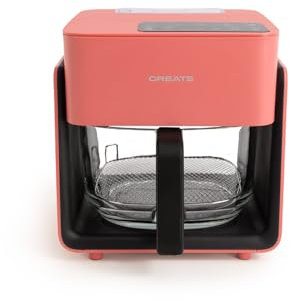 CREATE/AIR FRYER MIST/Ölfreie Heißluftfritteuse 4.2 L mit Wasserdampfgarer Terrakotta/Fassungsvermögen 5-6 Portionen, 6 Programme, Glasbehälter, Zeit- und Temperaturkontrolle, 1300W