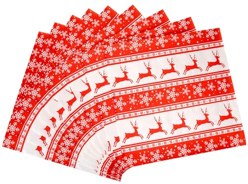 Yesaler Weihnachts Wachspapier Verpackungspapier für Lebensmittel Weihnachts Geschenkpapier für Sandwich, Burger, Pommes Frites 100 Stück (Rotes Rentier)