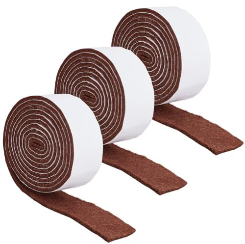 GORGECRAFT 150x2.7cm 3 Rotoli di Feltro Autoadesivo Spesso per Mobili con Retro Adesivo Marrone Resistente per Proteggere Superfici Nastri Strisce Rotoli per Proteggere Superfici in Legno Pavimenti