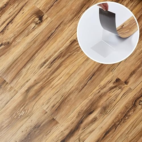 Self Adhesive Floor Planks - 7 Pack Cover 10.47 Sqf / 0.97 sqm - Vinyl Flooring Set - Peel and Stick Tiles - 36x5.98 in (91.4x15.2cm) - Vinyl Floor Tiles - Sandalwood Glow Design