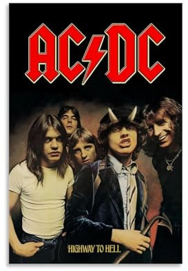 Juaseehke AC DC Highway to Hell(1) Leinwandposter - Ästhetische Wandkunst und Raumdekoration - 30 x 45 cm, Ungerahmt