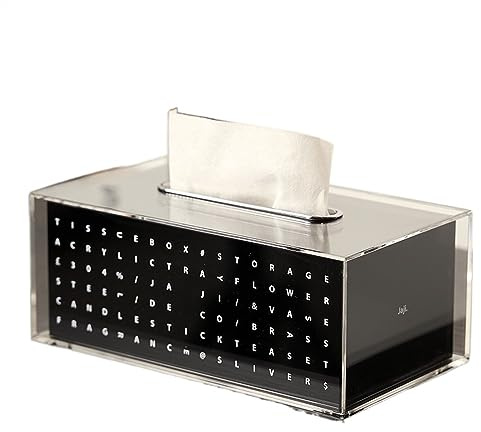 Toilettenpapier-Aufbewahrungsbox, Acryl-Taschentuchbox-Abdeckung for Esstisch, schwarzer Taschentuchspender for den Schreibtisch