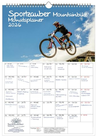 Sportzauber Mountainbike Planer DIN A3 Kalender für 2026 Fahrrad - Seelenzauber