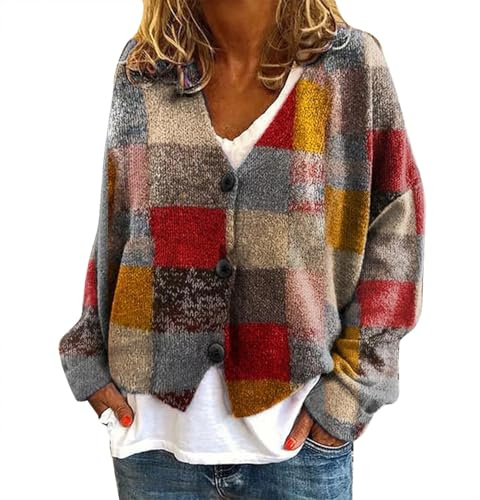 Übergangsjacke Damen Große Größen Casual Mantel Jacke Strickjacke Pullover Paar