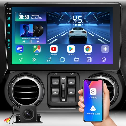 5G WiFi6(4Ram 64Rom) Car System for 10.2 Inch Jeep Wrangler/Patriot Radio,Upgrade Car Stereo GPS Navigation for JK Compass,Carplay Android Auto Mirroring Airplay SWC 1080P/AM+FM+RDS (1080P(4+64))