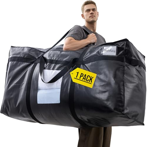 TAILI Extra Große Umzugstasche, Jumbo Storage Bags, 1 Stück Schwarz | Mit Reißverschlüssen, Ideal für den Umzug und die Lagerung von Kleidung, Bettwäsche, Bettdecke, Steppdecke und Decken