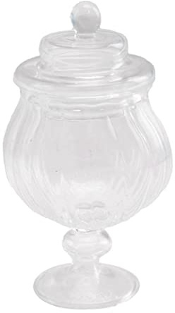 GALPADA Miniature Glass Jar with Lid for Tiny House Doll Accessories Decorative Clear Glass Container for Candy Table Mini House Decor and Miniature Display