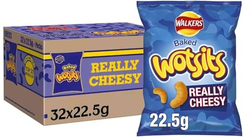 Giant Crisps Multipack Snack Box - Pack of 32 x 22.5g Assorted Walkers Wotsits Really Cheesy Snacks Bulk Buy Multipack Family Sharing Crisps for Party