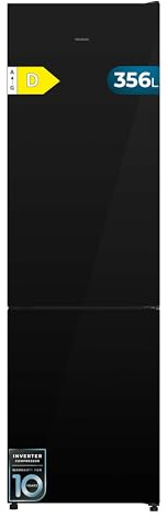 Cecotec Kühlschrank Kombi 356L Bolero CoolMarket Combi 356i Schwarzes Glas D. 200cm Höhe, 59,5 cm Breite, Klasse E, Multi Airflow Technologie, FreshnessFlex und HumidityFlex HUB