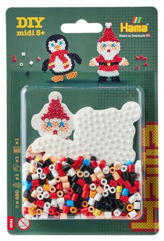 Hama Perlen 4141 Bügelperlen kleine Blister Packung mit ca. 450 Bastelperlen mit Durchmesser 5 mm, Motiv Weihnachtsmann, kreativer Bastelspaß für Groß und Klein