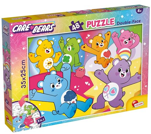 Lisciani - Care Bears - Puzzle 48 Teile für Kinder ab 4 Jahren - Doppelseitig mit Ausmalrückseite - Format 35 x 25 cm - Kreative Aktivität - Feinmotorik & Beobachtung