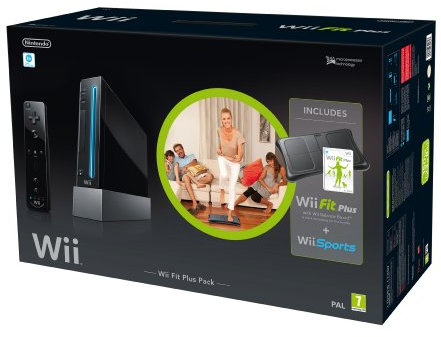 Nintendo Wii Console (Black) with Wii Fit Plus and Balance Board + Motion Plus Controller (Wii)