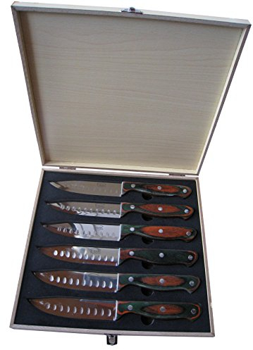 Dr. Richter Steakmesser Texas XXL 6er-Set in Holzbox - schneidet problemlos auch die dicksten Steaks. Neues Modell - spiegelglanzpoliert