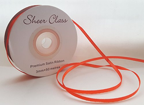 3mm Double Sided Satin Ribbon Orange 50m