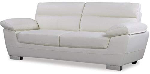 habitat et jardin Ledersofa aus rekonstituiertem Leder und PVC Dallas - 210 X 88 X 90 cm - 3-Sitzer - Weiß