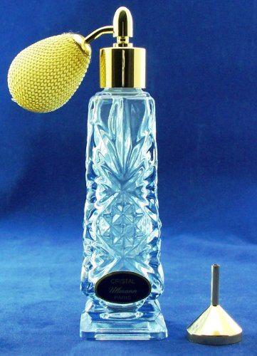 Cristal Ullmann Paris Quastenzerstäuber kurz zum selbstabfüllen, rechteckig in flieder im blauen Geschenkkarton