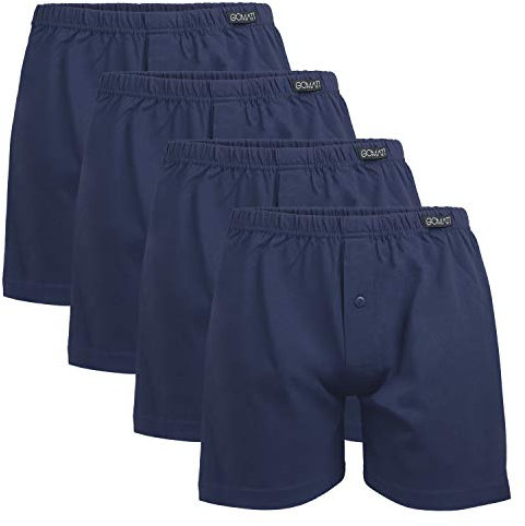 Gomati Herren Jersey Boxershorts (4 Stück) Stretch Unterhose aus Baumwolle - Navy L/6