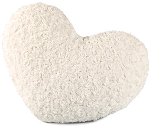 CelinaTex Rose Dekokissen Herz 40 x 25 cm weiß Plüsch Sofakissen Kuschelkissen Herzkissen