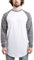 Blackskies Baseball Longsleeve T-Shirt | Langes Oversize Fashion Basic Langarm Raglan Herren Longshirt Long Tee Melliert - Weiß-Dunkelblau Medium M