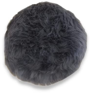 Leibersperger Felle Lammfell Sitzkissen rund Ø 40cm – Echtes Merino Lammfell – rutschfest – Gemütlich und wärmend – Optischer hingucker – Lange Haltbarkeit (anthrazit)