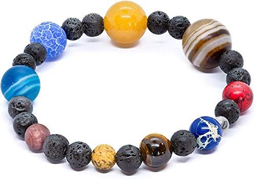 WICCSTAR Schmuck Sonnensystem Armband. Galaxy Kette mit Schmuckbeutel & Bedeutung Karte