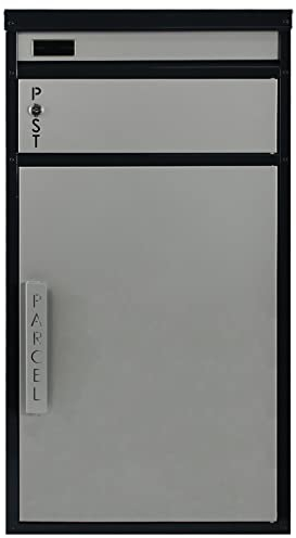 EXPERT-Security Safepost Tiamat 65 Paketbriefkasten - Anthrazit/Silber mit 2 Schlüsseln - Pfostenmontage - 60 Liter Fassungsvermögen - Paketfach 580x385x225 mm