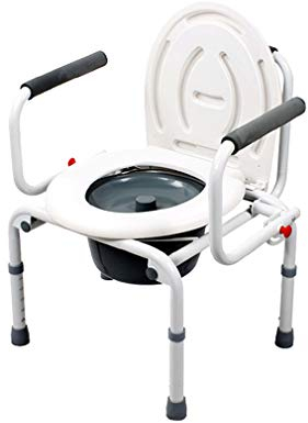 Dusch-Toilettenstuhl,Höhenverstellbar Toilettenstuhl,Fahrbar WC-Stuhl,Verstellbare Armlehnen und Abnehmbare Rückenlehne Rutschfest Stabil und Verschleißfest