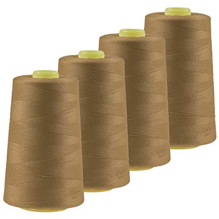 4 x 4572m Qualitäts Overlock-Garn Overlock-Nähgarn Oeko-Tex Farbe 701-740, Farbe:A710 altgold