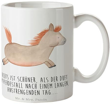 Mr. & Mrs. Panda Tasse Pferd Springen - Geschenk, Kaffeetassen, Kaffeetasse, Pferdebesitzer, Bauernhof, Stall, Landwirtin, Hoftiere, Landwirt,