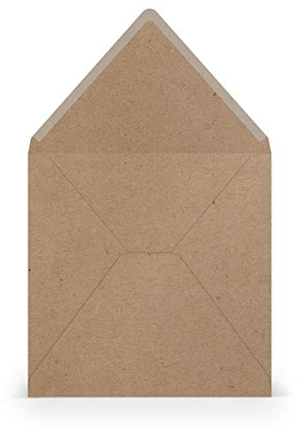 PAPERADO 50 Briefumschläge quadratisch Kraftpapier - 100 g/m² Kuvert Ohne Fenster 16,4 x 16,4 cm - Hochzeits Umschläge mit Nassklebung spitzer Klappe
