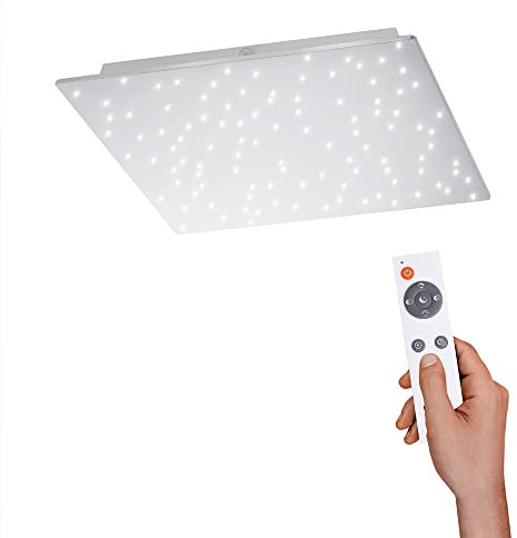 LeuchtenDirekt Deckenleuchte Silbermatt, Sternenoptik, 450x450x40mm, 19W/1750lm,2700-5000K, FB 14671-55 Silber