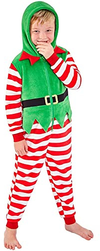 Animal Crazy Onesie Girls Boys Kids Childrens Fleece Onesies Jumpsuit Playsuit One Piece UK Seller - Elf - 3/4 Years