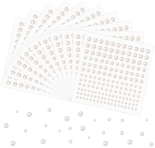 Pearl Stickers for Crafts, 1650 Pcs, 4 Sizes 3-6 mm, White