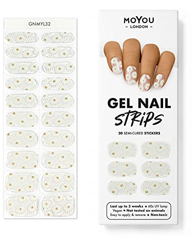 MOYOU LONDON Semi Cured Gel Nail Strips - 20 Pcs. Nail Wraps for Salon-Quality Manicure - Works with Any UV Lamp - Easy to Apply, Trim, & Remove Gel Stickers