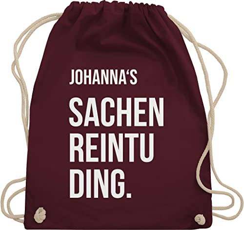 Turnbeutel Rucksack - Taschen - Damen - Sachenreintuding mit Name personalisiert I Sachen Reintu Ding Name | Stoffbeutel mit Spruch - Unisize - Bordeauxrot - personalisierter sportbeutel